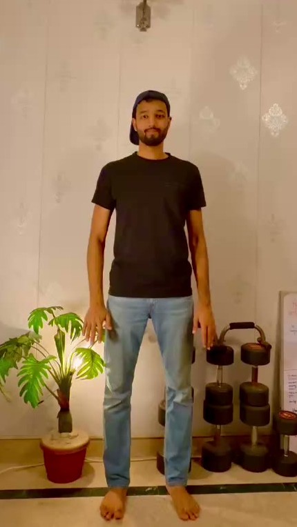 A player standing in front of the camera